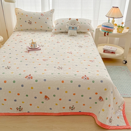 91家纺网 家纺一手货源 找家纺 （总）慕晨 2024新款高克重牛奶绒印花豆豆绒夹棉单品床盖