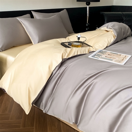 91家纺网 家纺一手货源 找家纺 （总）DC 2024新款天丝棉双拼绣花四件套-轻语