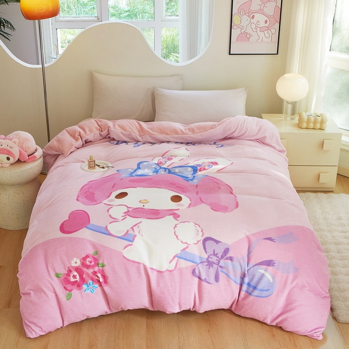 91家纺网 家纺一手货源 找家纺 蘭菲家纺 2024新款牛奶绒卡通三丽鸥单品被套 去约会