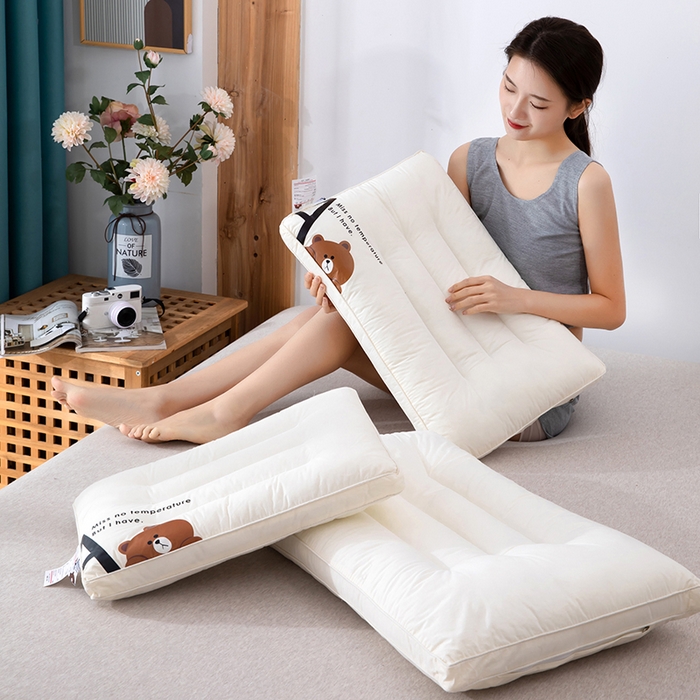 91家纺网 家纺一手货源 找家纺 佳尚枕芯 2025新款枕芯 A类无荧光全棉A+熊儿童酒店低枕头枕芯 全棉小熊成人款 48x74cm/只