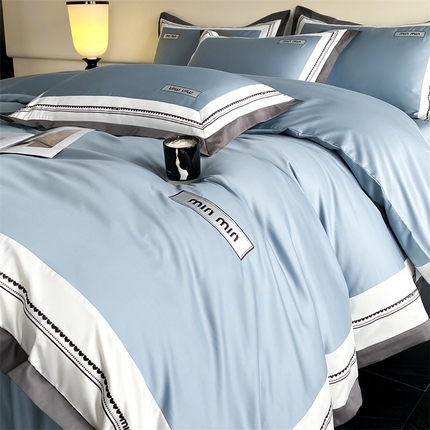 91家纺网 家纺一手货源 找家纺 （总）DC 2024新款60支B类全棉长绒棉刺绣四件套--心愿