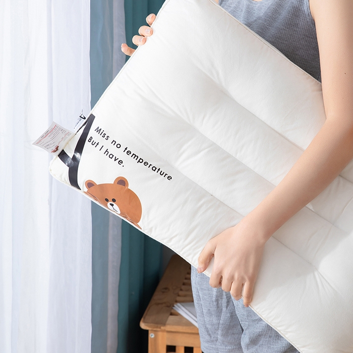 91家纺网 家纺一手货源 找家纺 佳尚枕芯 2025新款枕芯 A类无荧光全棉A+熊儿童酒店低枕头枕芯 全棉小熊学生枕 40x60cm/只