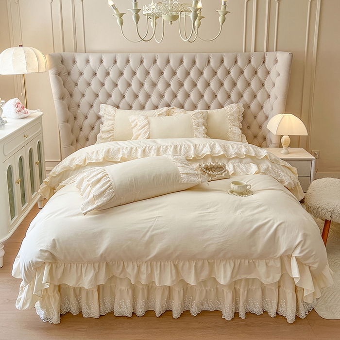 91家纺网 家纺一手货源 找家纺 （总）亲亲公主 2025新款轻法式全棉超柔磨毛四件套-莉娜公主