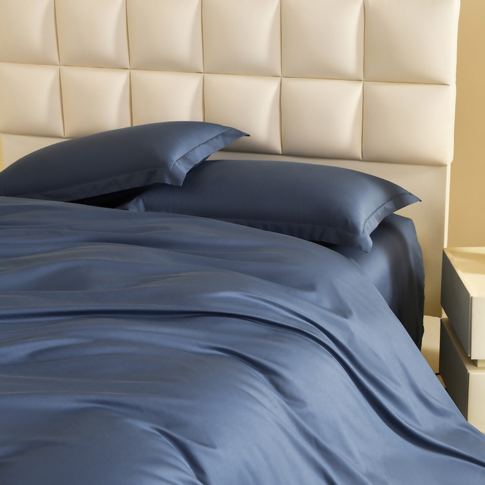 91家纺网 家纺一手货源 找家纺 元元被芯 2025款纯色全丝光-全精梳高密纺-铂金A类全棉单被套 藏蓝