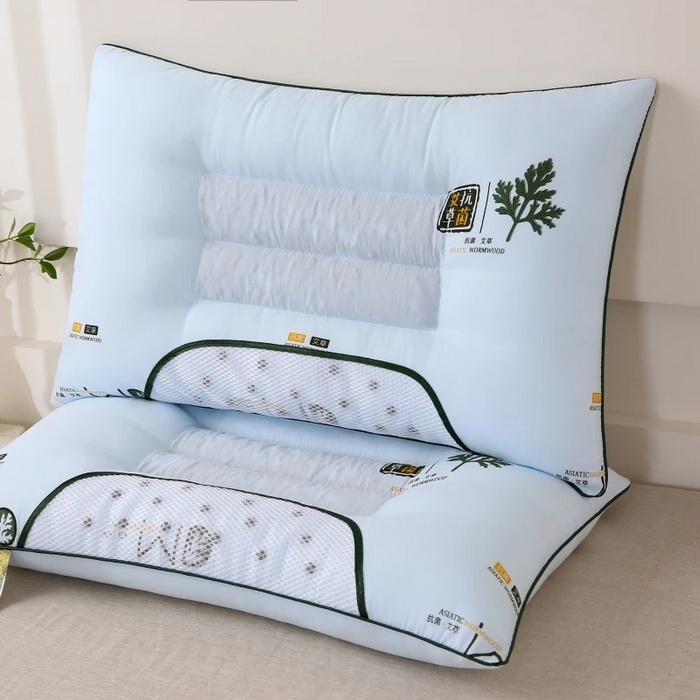 91家纺网 家纺一手货源 找家纺 佳尚枕芯 2025新款艾草抗菌决明子磁疗定型护颈枕枕头枕芯 淡绿48x74cm/只 中枕