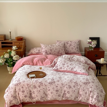 91家纺网 家纺一手货源 找家纺 （总）三味舒屋 2025新款肌理印加提牛奶绒四件套-清雅 风格一