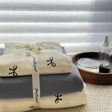 91家纺网 家纺一手货源 找家纺 （总）仟网汇 2024新款全棉双层纱四件套-叠拍图