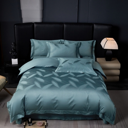 淳绵家居 2024新款50*50S双股长绒棉大版定位提花四件套 格拉菲-海洋蓝