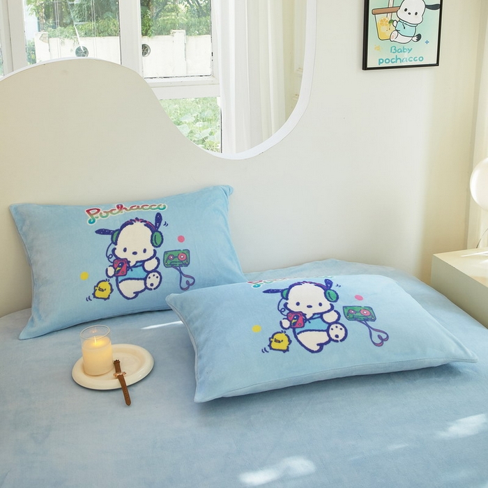 91家纺网 家纺一手货源 找家纺 蘭菲家纺 2024新款牛奶绒卡通三丽鸥四件套 恰恰舞步