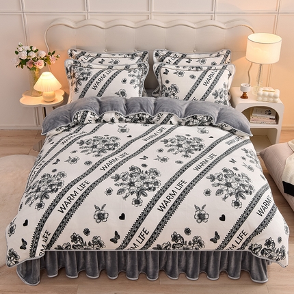 91家纺网 家纺一手货源 找家纺 （总 ）新8.5-9.5斤法莱绒四件套珊瑚牛奶金貂绒四件套床裙