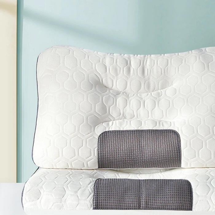 91家纺网 家纺一手货源 找家纺 佳尚枕芯 2025新款大豆乳胶+针织棉spa枕 单人枕芯 枕头 护颈枕 SPA按摩功能灰色中枕48x74cm /只