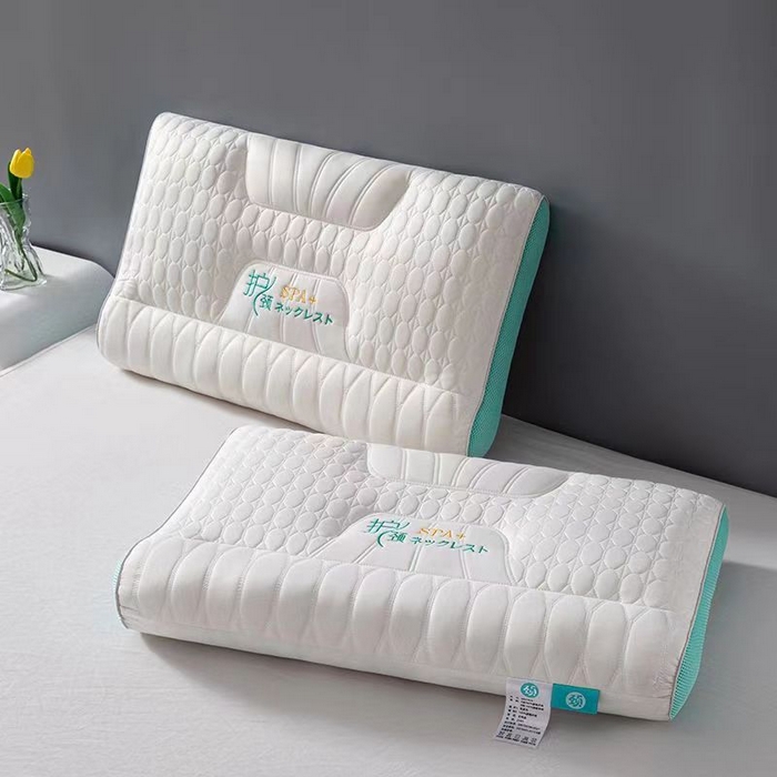 91家纺网 家纺一手货源 找家纺 佳尚枕芯 2025新款护颈助睡眠枕芯SPA乳胶反牵引枕枕头枕芯 绿色高枕48x74cm/只