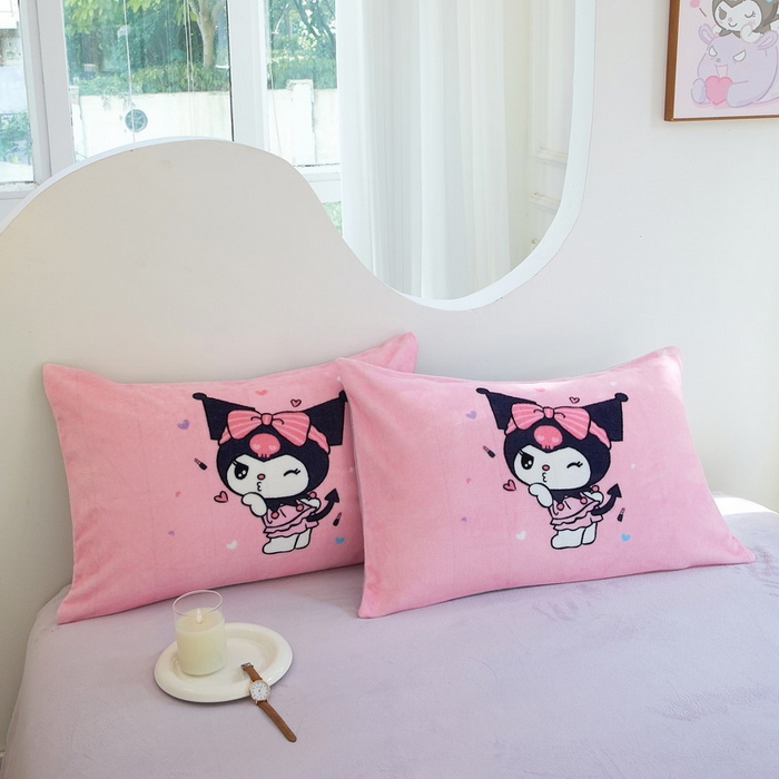 91家纺网 家纺一手货源 找家纺 蘭菲家纺 2024新款牛奶绒卡通三丽鸥四件套 酱小库