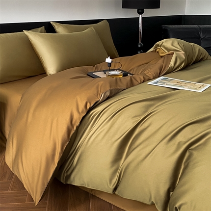 91家纺网 家纺一手货源 找家纺 （总）DC 2024新款天丝棉双拼绣花四件套-轻语