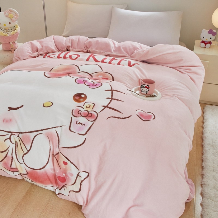 91家纺网 家纺一手货源 找家纺 蘭菲家纺 2024新款牛奶绒卡通三丽鸥单品被套 向往