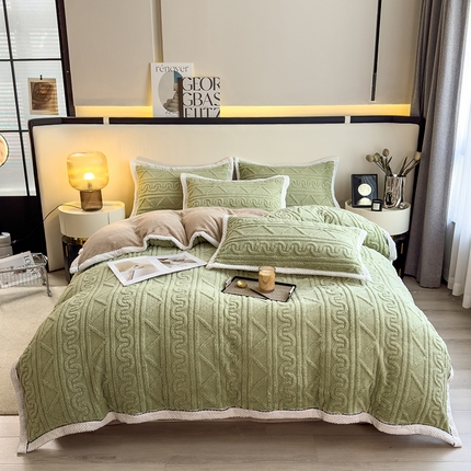 91家纺网 家纺一手货源 找家纺 （总）暖季家纺 2025新款A类高克重提花塔芙绒牛奶绒四件套