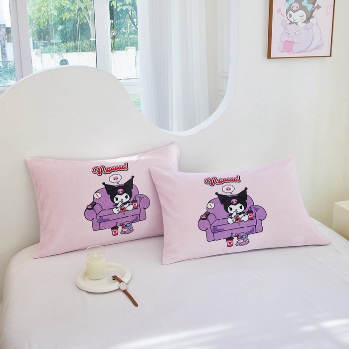 91家纺网 家纺一手货源 找家纺 蘭菲家纺 2024新款牛奶绒卡通三丽鸥单品枕套 星期天