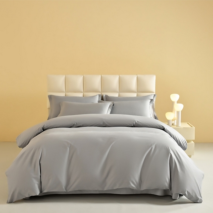 元元被芯 2025款纯色全丝光-全精梳高密纺-铂金A类全棉四件套 兰灰