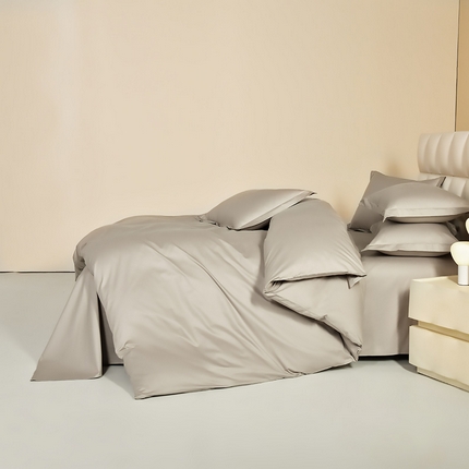 元元被芯 2025款纯色全丝光-全精梳高密纺-铂金A类全棉三件套 咖色