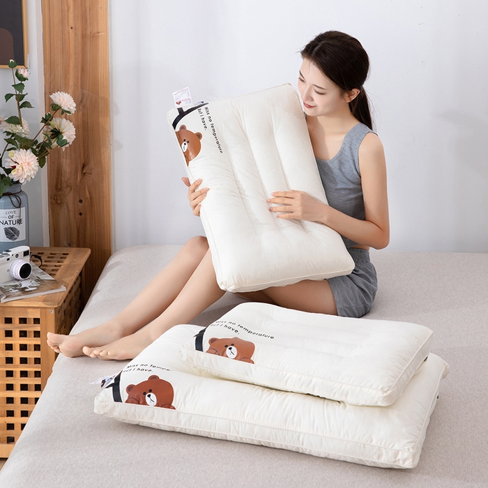 91家纺网 家纺一手货源 找家纺 佳尚枕芯 2025新款枕芯 A类无荧光全棉A+熊儿童酒店低枕头枕芯 全棉小熊成人款 48x74cm/只