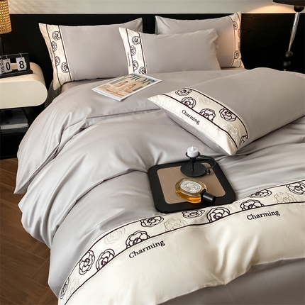 91家纺网 家纺一手货源 找家纺 （总）DC 2024新款天丝棉绣花四件套-玛奇朵