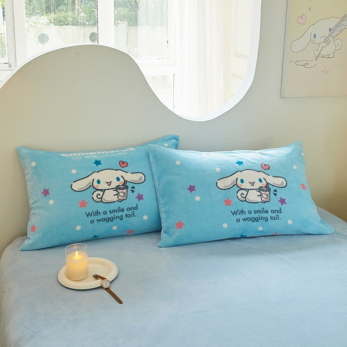 91家纺网 家纺一手货源 找家纺 蘭菲家纺 2024新款牛奶绒卡通三丽鸥四件套 奶茶