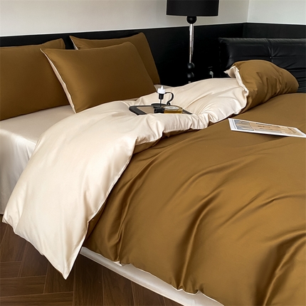 91家纺网 家纺一手货源 找家纺 （总）DC 2024新款天丝棉双拼绣花四件套-轻语