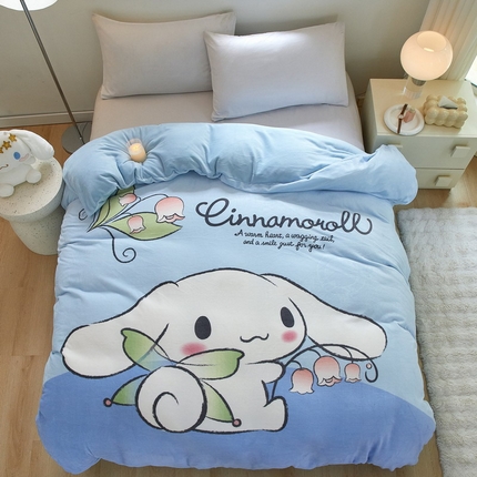 91家纺网 家纺一手货源 找家纺 （总）蘭菲家纺 2024新款牛奶绒卡通三丽鸥单品被套