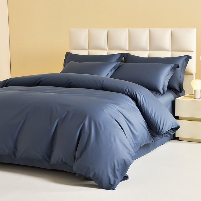 91家纺网 家纺一手货源 找家纺 元元被芯 2025款纯色全丝光-全精梳高密纺-铂金A类全棉单被套 藏蓝