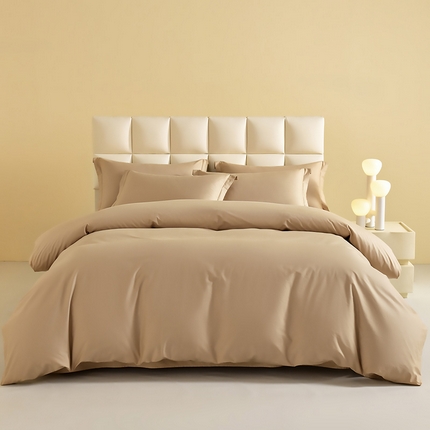 元元被芯 2025款纯色全丝光-全精梳高密纺-铂金A类全棉四件套 杏色