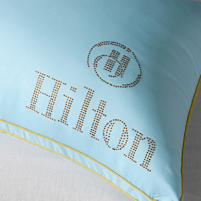 91家纺网 家纺一手货源 找家纺 佳尚枕芯 2025新款烫钻酒店枕舒适柔软枕头枕芯 天蓝色-低枕