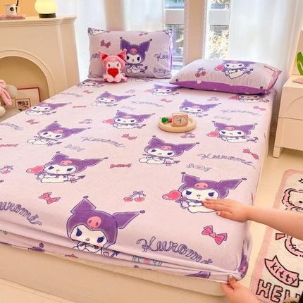 91家纺网 家纺一手货源 找家纺 （总）博雅 2024新款三丽鸥牛奶绒小版床笠系列