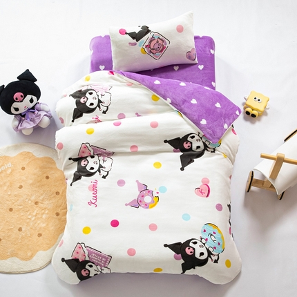 91家纺网 家纺一手货源 找家纺 （总）鱼宝 2024正版授权三丽鸥牛奶绒幼儿园三件套