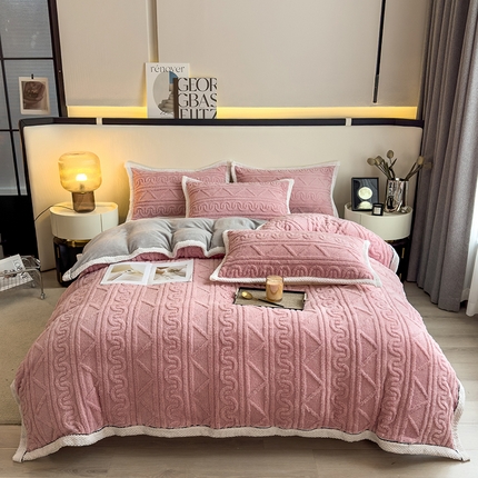 91家纺网 家纺一手货源 找家纺 （总）暖季家纺 2025新款A类高克重提花塔芙绒牛奶绒四件套