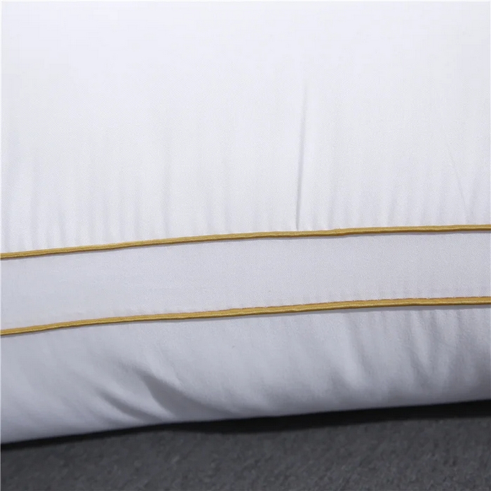 91家纺网 家纺一手货源 找家纺 佳尚枕芯 2025新款高端欧式酒店枕立体拼色刺绣羽丝绒酒店枕芯枕头 欧式浅黄48x74cm高枕