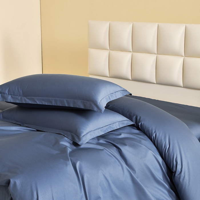 91家纺网 家纺一手货源 找家纺 元元被芯 2025款纯色全丝光-全精梳高密纺-铂金A类全棉单被套 藏蓝