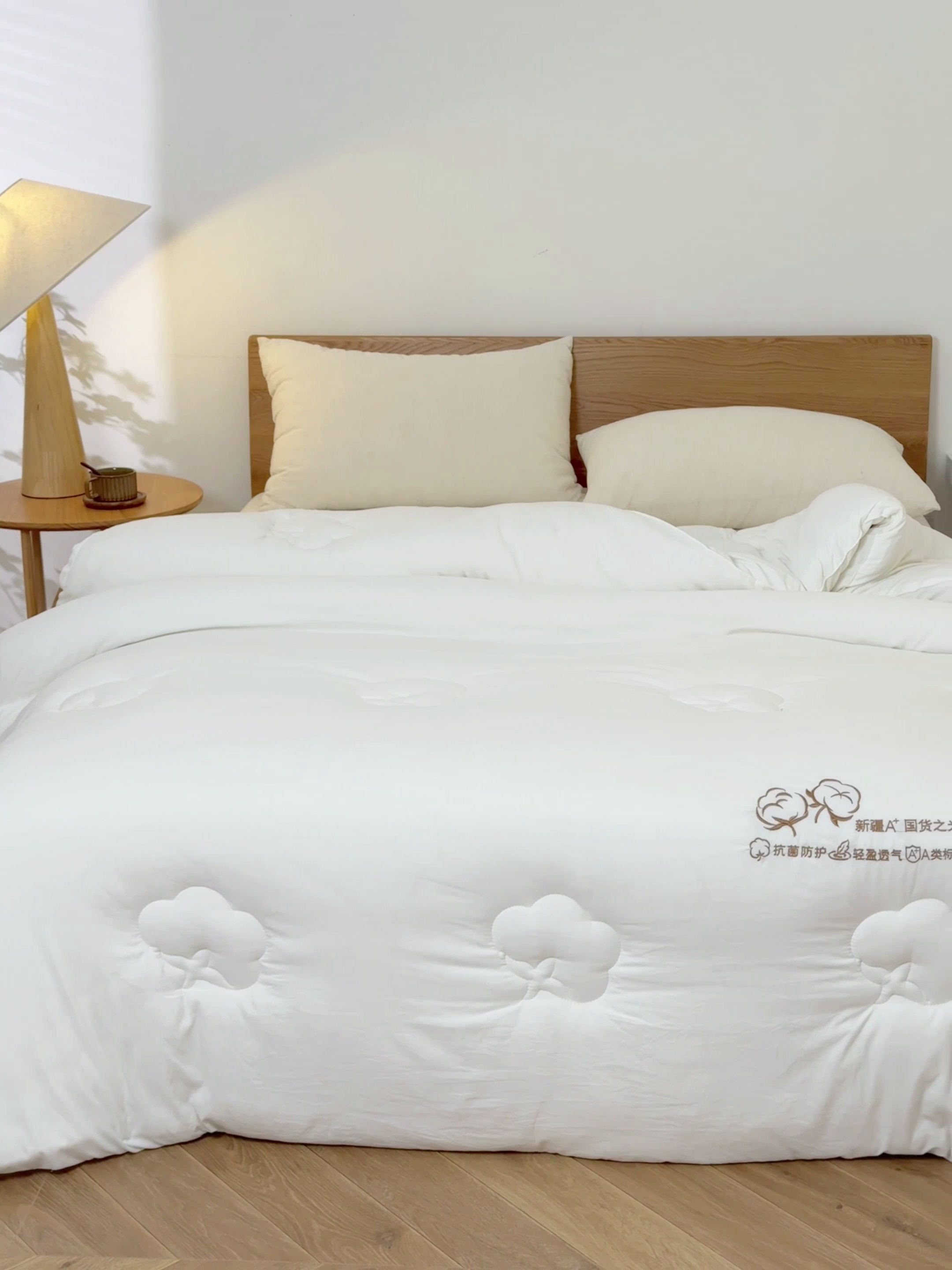 91家纺网 家纺一手货源 找家纺 2025新款A类刺绣新疆棉花被被子被芯 奶白