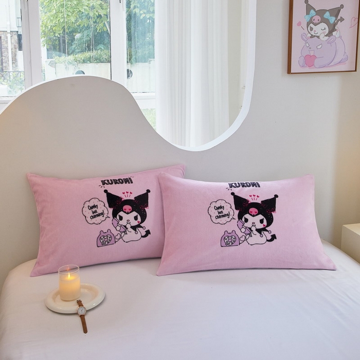 91家纺网 家纺一手货源 找家纺 蘭菲家纺 2024新款牛奶绒卡通三丽鸥单品枕套 明天见