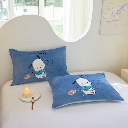 蘭菲家纺 2024新款牛奶绒卡通三丽鸥单品枕套 恰恰.蓝