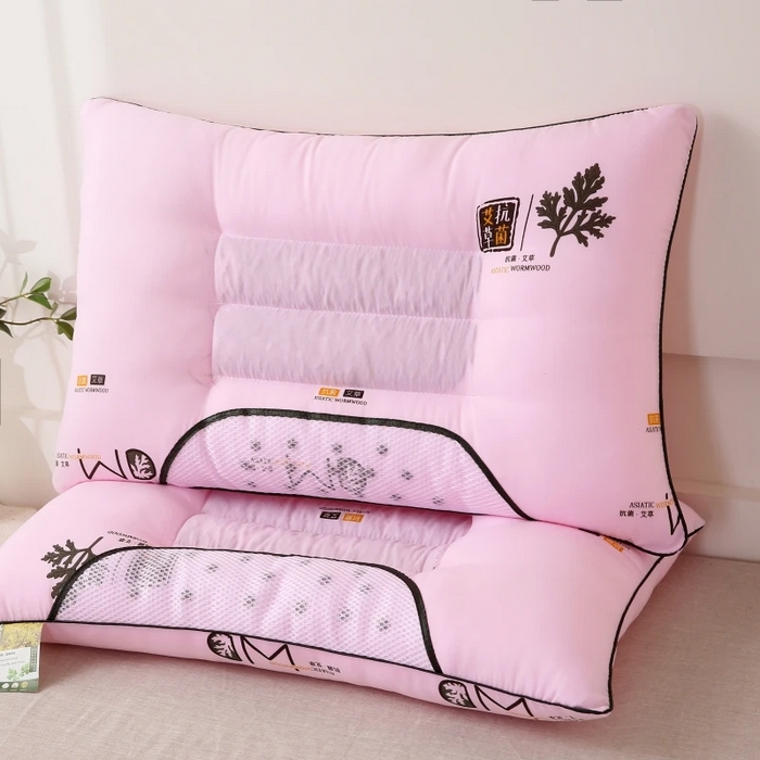 91家纺网 家纺一手货源 找家纺 佳尚枕芯 2025新款艾草抗菌决明子磁疗定型护颈枕枕头枕芯 粉色48x74cm/只 中枕 