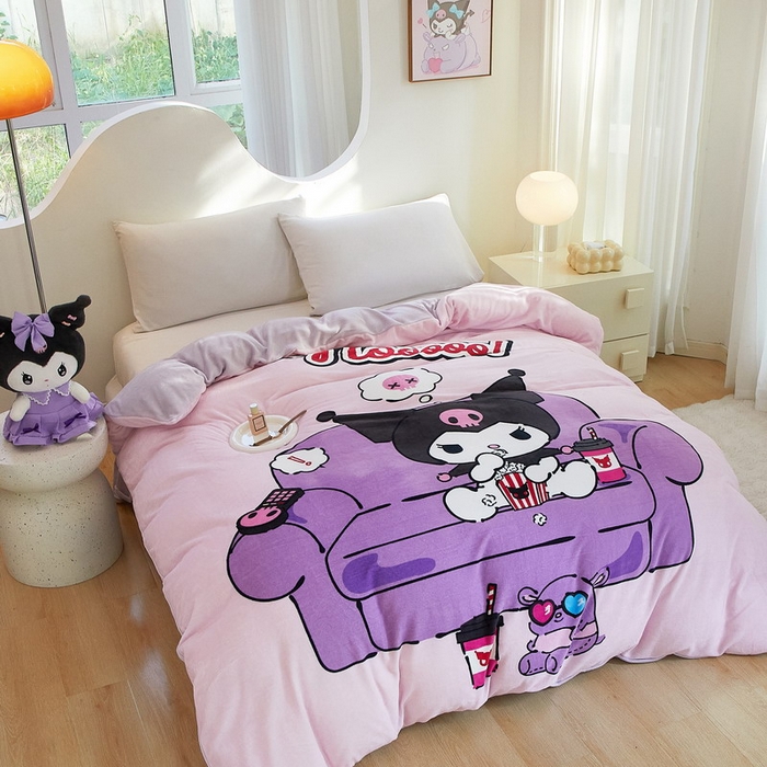 91家纺网 家纺一手货源 找家纺 蘭菲家纺 2024新款牛奶绒卡通三丽鸥单品被套 星期天