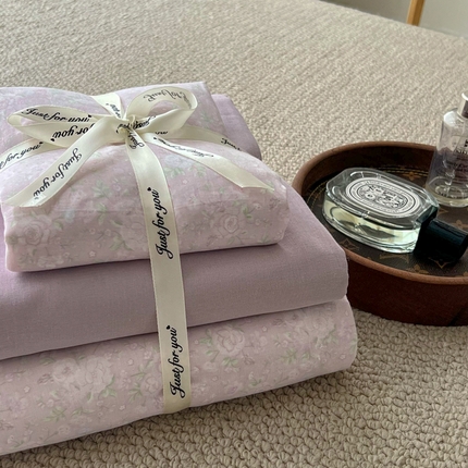 91家纺网 家纺一手货源 找家纺 （总）一比一家纺 2025新款全棉母婴级抗菌有氧全棉双层纱亲肤全棉小清新印花三件套四件套