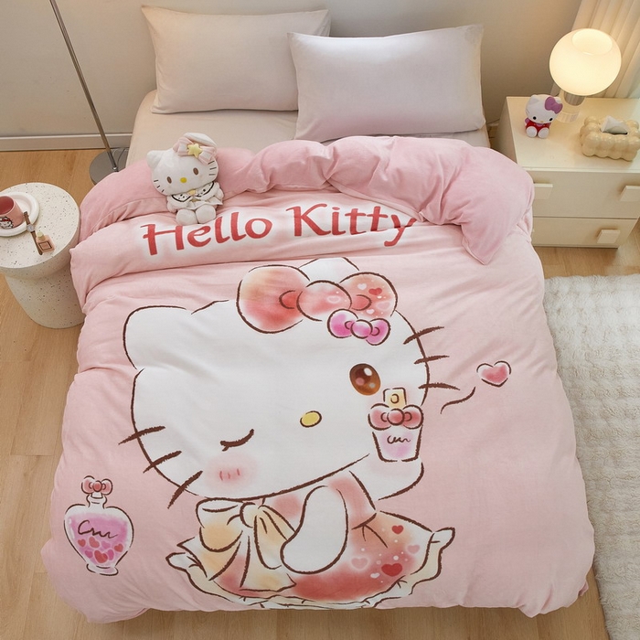 91家纺网 家纺一手货源 找家纺 蘭菲家纺 2024新款牛奶绒卡通三丽鸥单品被套 向往