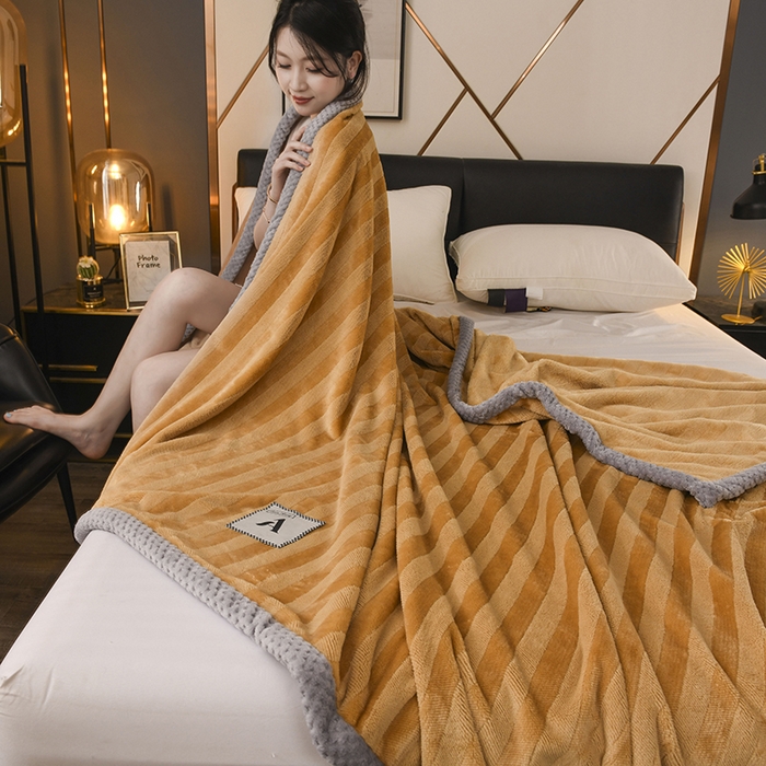 91家纺网 家纺一手货源 找家纺 恋绒家纺 2025新款双面绒休闲毛毯多功能毛毯牛奶绒毯子法莱绒盖毯 彩贝绒-棕色