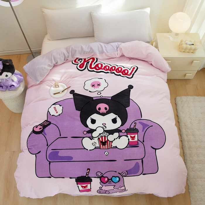 91家纺网 家纺一手货源 找家纺 蘭菲家纺 2024新款牛奶绒卡通三丽鸥单品被套 星期天