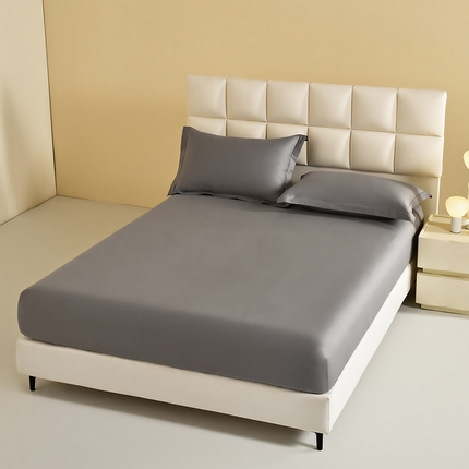 元元被芯 2025款纯色全丝光-全精梳高密纺-铂金A类全棉单床笠 深灰