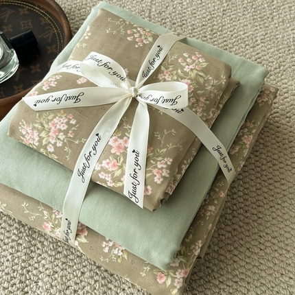 一比一家纺 2025新款全棉母婴级抗菌有氧全棉双层纱亲肤全棉小清新印花三件套四件套 曼城旧事