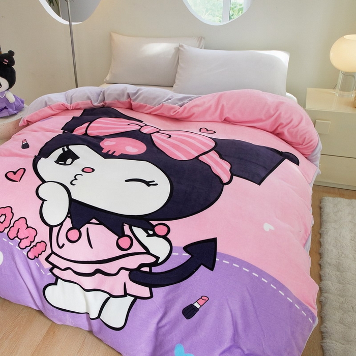 91家纺网 家纺一手货源 找家纺 蘭菲家纺 2024新款牛奶绒卡通三丽鸥单品被套 酱小库