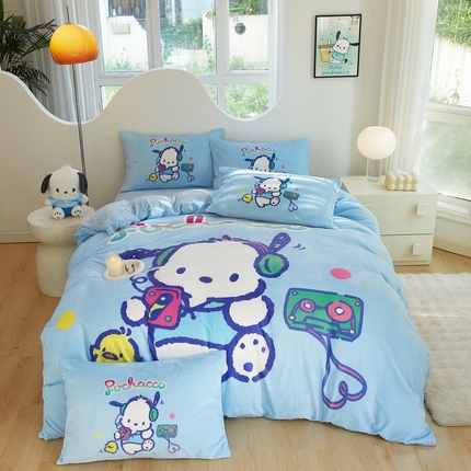 蘭菲家纺 2024新款牛奶绒卡通三丽鸥四件套 恰恰舞步