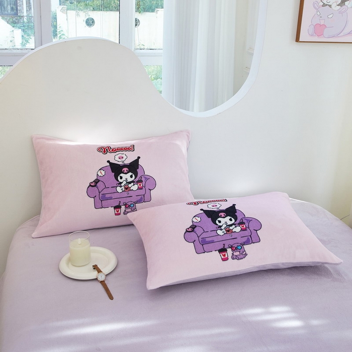 91家纺网 家纺一手货源 找家纺 蘭菲家纺 2024新款牛奶绒卡通三丽鸥四件套 星期天